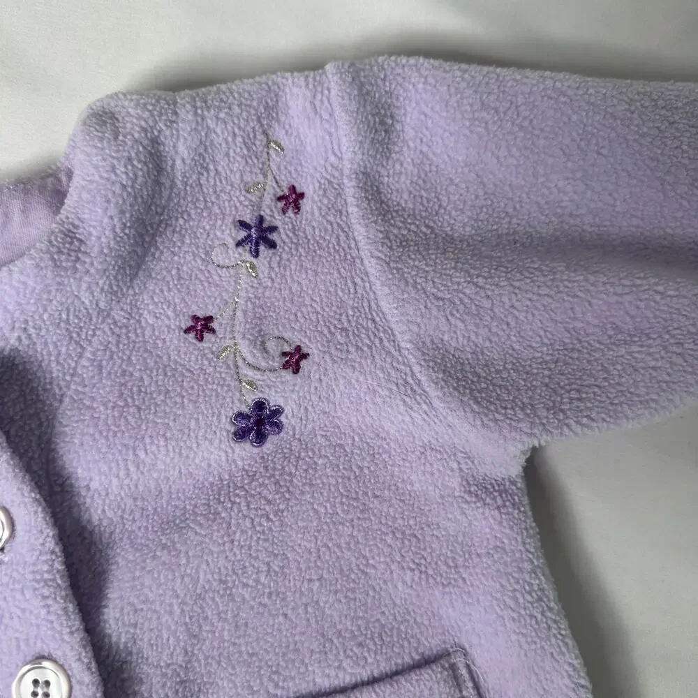 Vintage OshKosh B'Gosh Purple Floral Button Up Cardigan Sweater Sz 12 mo